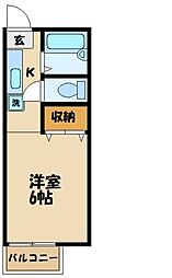 グリーンリーフ越野 ワンルームの間取図画像