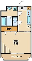 アンソレイエ 1Kの間取図画像