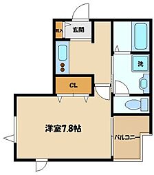 mhaus 1Kの間取図画像