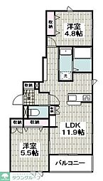 仮)入谷西3丁目メゾン 2LDKの間取図画像