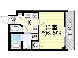 プレサンス難波イーストモダニティ ワンルームの間取図画像