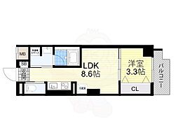 トモ南堀江 1LDKの間取図画像