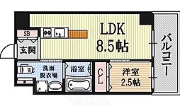 アイボリーポワント難波WEST 1DKの間取図画像