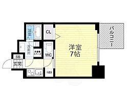 S-RESIDENCENambaDaikokuchoDeux 1Kの間取図画像