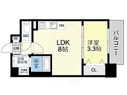 S-RESIDENCE難波西alter 1LDKの間取図画像
