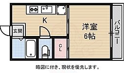 ソレイユ心斎橋 1Kの間取図画像