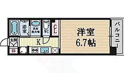 ル・パルトネール難波 1Kの間取図画像