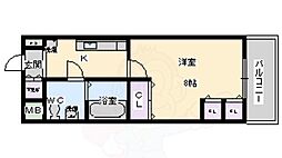 ドミール桜川2 1Kの間取図画像