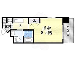 アーバンステージ安堂寺 1Kの間取図画像