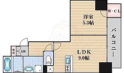 グランデージ難波南 1LDKの間取図画像