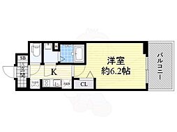 エステムコート四天王寺夕陽丘2 1Kの間取図画像