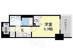 レジュールアッシュ大阪城ノルド 1Kの間取図画像