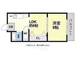 ソレイユ心斎橋 1LDKの間取図画像