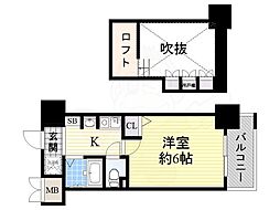 エステムコート難波ミューステージ 1Kの間取図画像