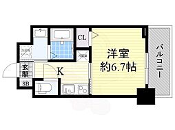 エスリード弁天町南 1Kの間取図画像