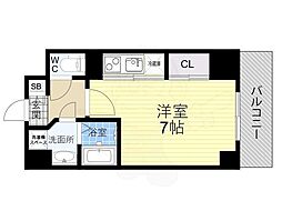 エス・レジデンス・ナンバ・ヴィアーレ 1Kの間取図画像