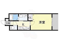 オーロラ・タワー難波 1Kの間取図画像