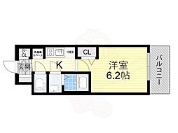 プレサンス難波インフィニティ 1Kの間取図画像