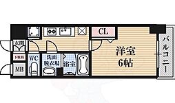 エスリード難波ステーションゲートサウステラス 1Kの間取図画像