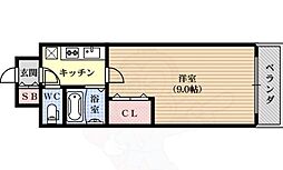 クレセントコート難波 1Kの間取図画像