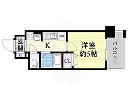 エスリード南堀江リバーサイド 1Kの間取図画像