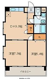 第17川崎ビル 2DKの間取図画像