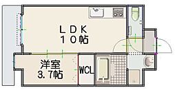ルッシェ竹下駅前 1LDKの間取図画像