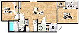 リタリッチ博多 2LDKの間取図画像