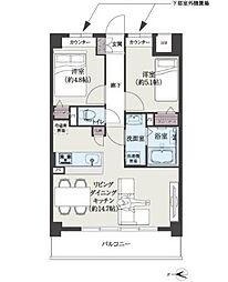 エルグランド博多の杜 2LDKの間取図画像