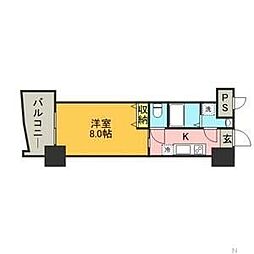 ロイヤル博多駅前 1Kの間取図画像