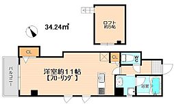 ジェンティーレ天神1 1Kの間取図画像