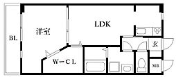 アミティエ博多駅南 1LDKの間取図画像