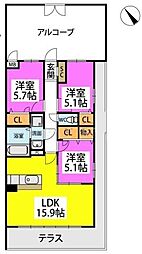 MM-7 3LDKの間取図画像