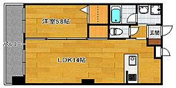 ボヌール博多 1LDKの間取図画像