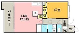 キルンズ博多駅南 1LDKの間取図画像