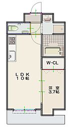 ルッシェ竹下駅前 1LDKの間取図画像
