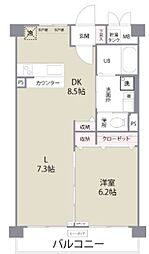 カーサリナート東比恵 1LDKの間取図画像