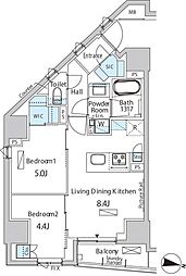 バウスフラッツ品川キャナルサイド 11階2LDKの間取り