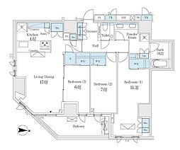 ザ・パークハウス恵比寿南 4階3LDKの間取り