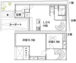 代官山メゾネットA 2LDKの間取図画像