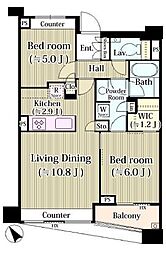 パークホームズ目黒ザレジデンス 2LDKの間取図画像