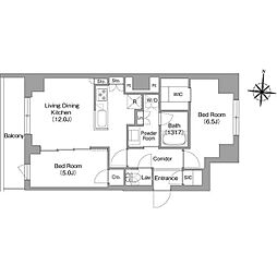 プラネソシエプラス旗の台 2LDKの間取図画像