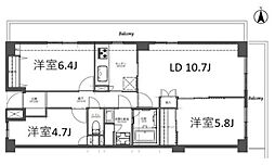 アプリーレ日吉本町 3LDKの間取図画像