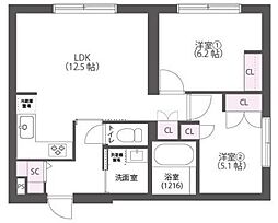 AudiiNakameguro 2LDKの間取図画像