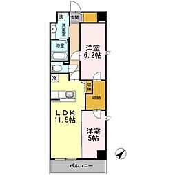 HillFlatOsaki 2LDKの間取図画像