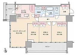ブランズタワー芝浦 3LDKの間取図画像