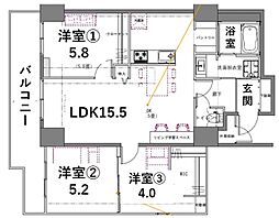 シティコート目黒4号棟 2LDKの間取図画像