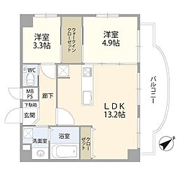 セザール用賀 2LDKの間取図画像
