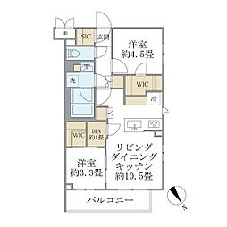 La Perla Meguro-HigashiyamaII 2LDKの間取図画像