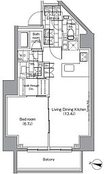 パークハビオ恵比寿 1LDKの間取図画像